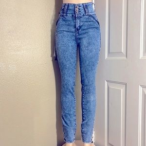 New M Michel Junior High Waist Skinny Push Up Blue Jean Size 5, Butt Lift